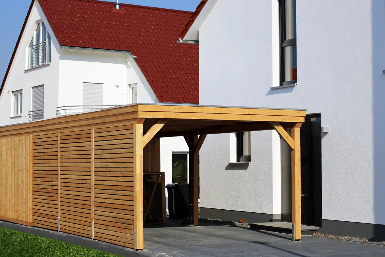 Carport en bois moderne toit plât