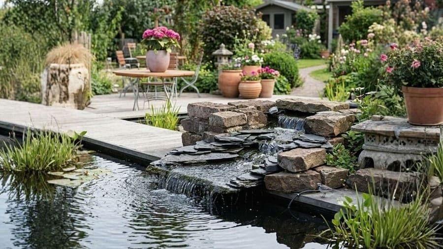 bassin de jardin avec cascade